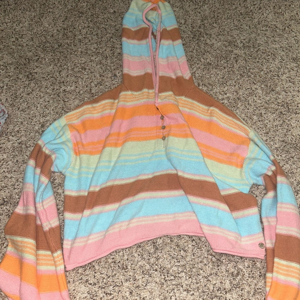 Roxy Pink and Blue Cowl Neck Sweater